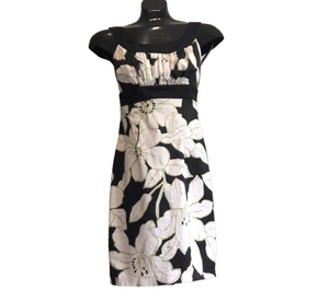 Laura Petites Black & White Floral Summer Dress Size 2